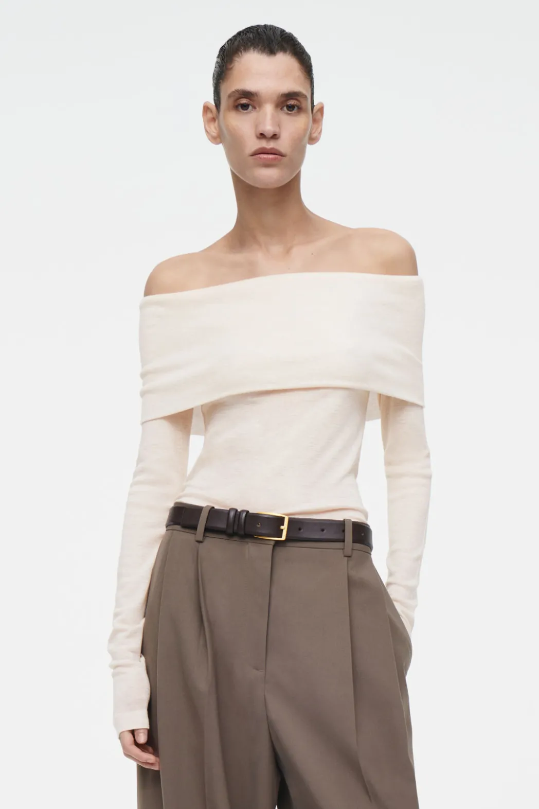 Best COS OFF-THE-SHOULDER MERINO WOOL TOP OFF-WHITE