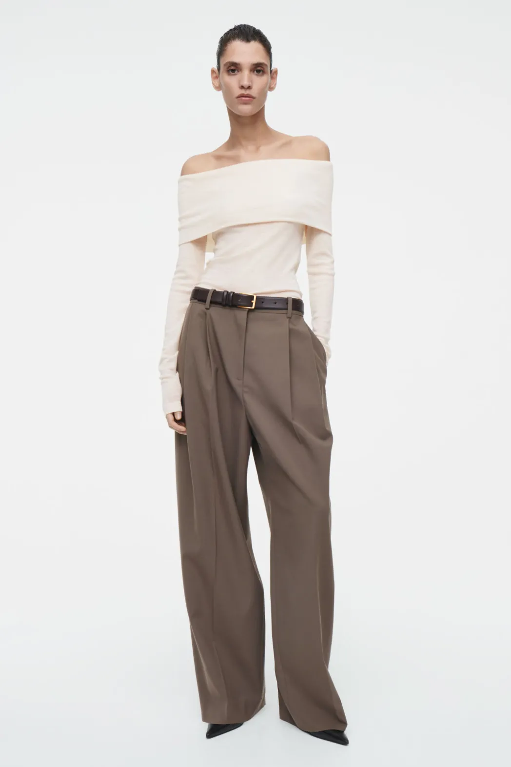 Best COS OFF-THE-SHOULDER MERINO WOOL TOP OFF-WHITE