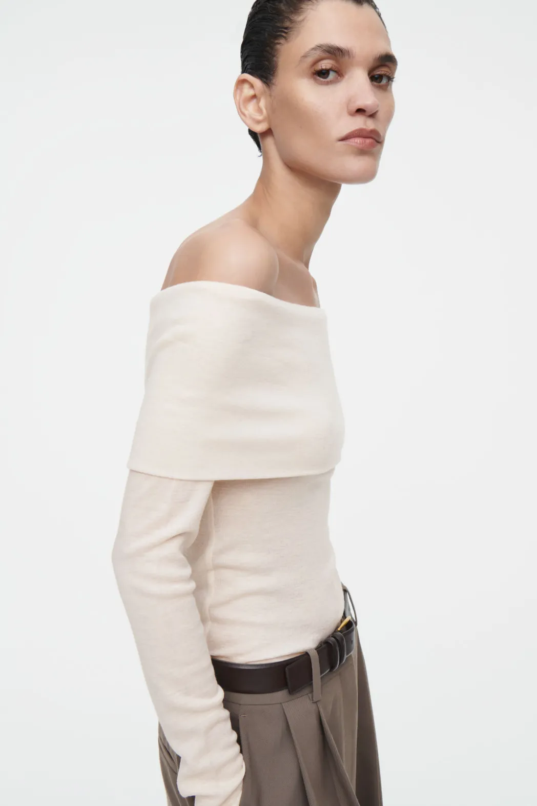 Best COS OFF-THE-SHOULDER MERINO WOOL TOP OFF-WHITE