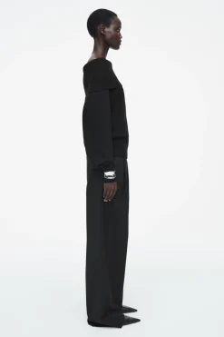 COS OFF-THE-SHOULDER MERINO WOOL SWEATER BLACK