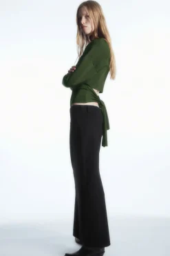 Hot COS OPEN-BACK RIBBED-KNIT TOP KHAKI