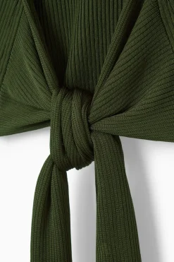 Hot COS OPEN-BACK RIBBED-KNIT TOP KHAKI