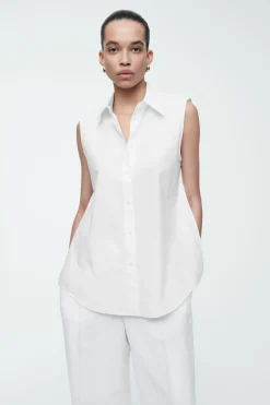 Best COS OPEN-BACK SLEEVELESS SHIRT WHITE