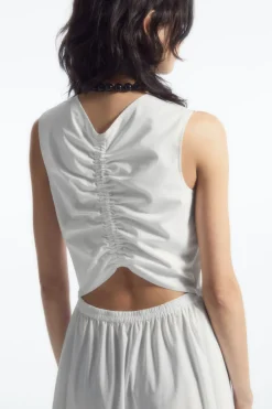 Hot COS OPEN-BACK TIERED MIDI DRESS WHITE