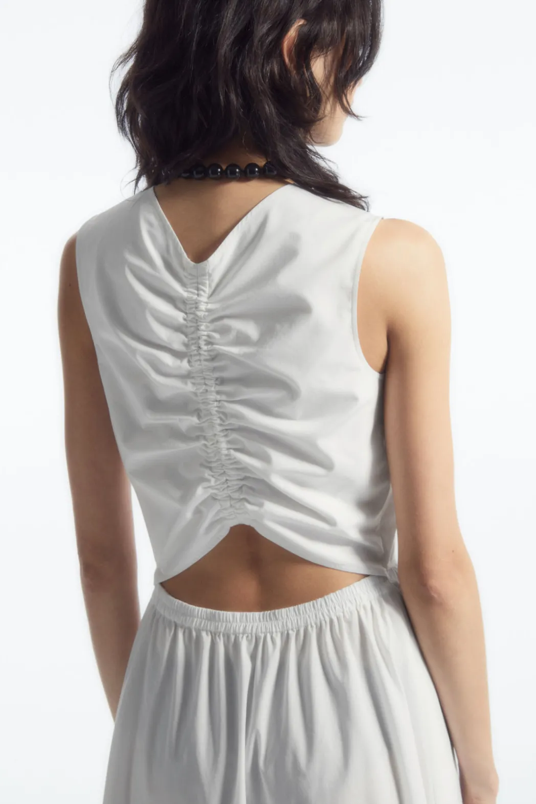 Hot COS OPEN-BACK TIERED MIDI DRESS WHITE