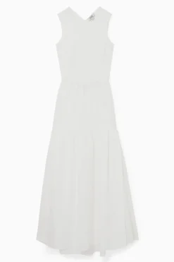Hot COS OPEN-BACK TIERED MIDI DRESS WHITE