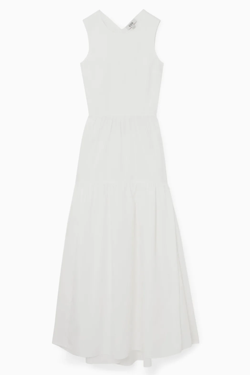 Hot COS OPEN-BACK TIERED MIDI DRESS WHITE