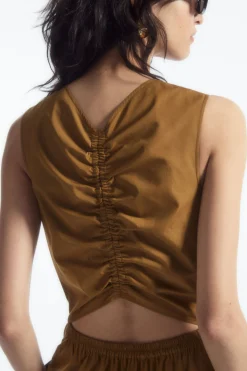 Clearance COS OPEN-BACK TIERED MIDI DRESS OCHRE