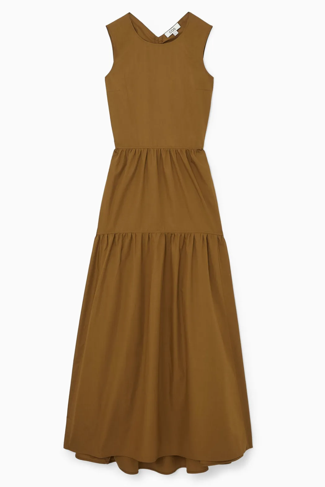 Clearance COS OPEN-BACK TIERED MIDI DRESS OCHRE