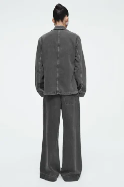 Outlet COS OPEN-COLLAR DENIM SHIRT WASHED BLACK