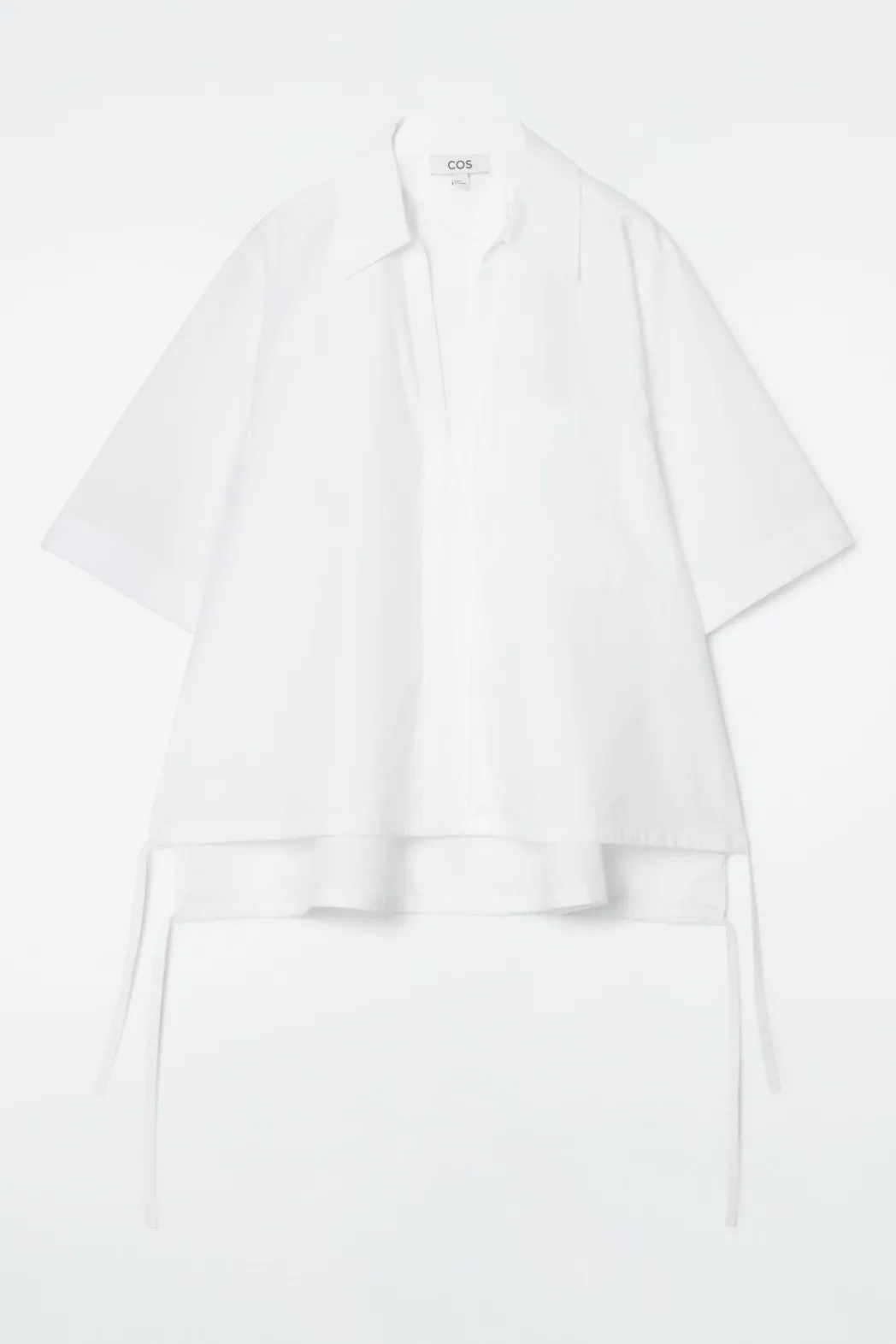 New COS OPEN-COLLAR DRAWSTRING BLOUSE WHITE