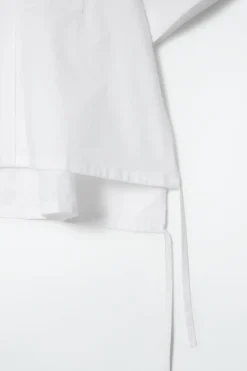 New COS OPEN-COLLAR DRAWSTRING BLOUSE WHITE