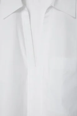 New COS OPEN-COLLAR DRAWSTRING BLOUSE WHITE