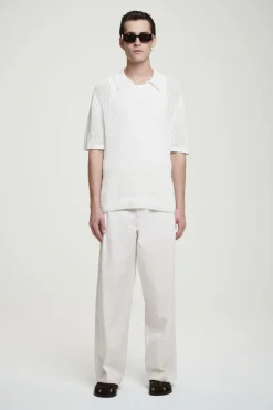Hot COS OPEN-KNIT POLO SHIRT OFF-WHITE