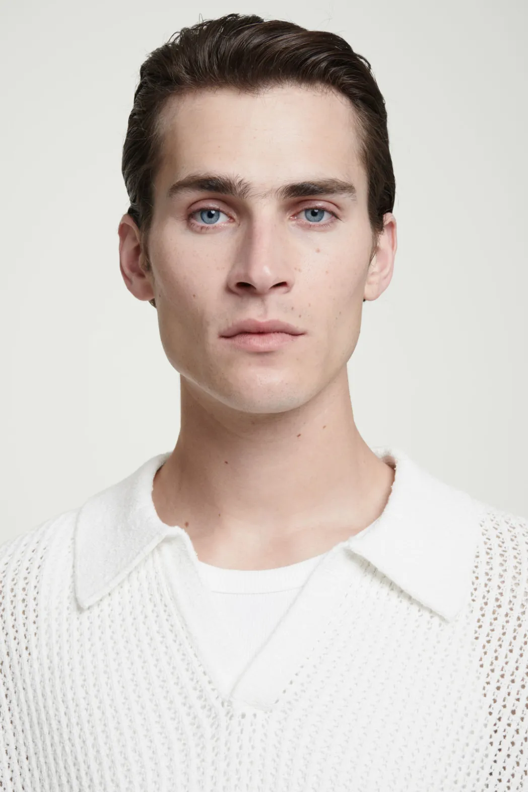 Hot COS OPEN-KNIT POLO SHIRT OFF-WHITE