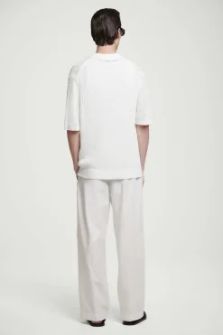 Hot COS OPEN-KNIT POLO SHIRT OFF-WHITE