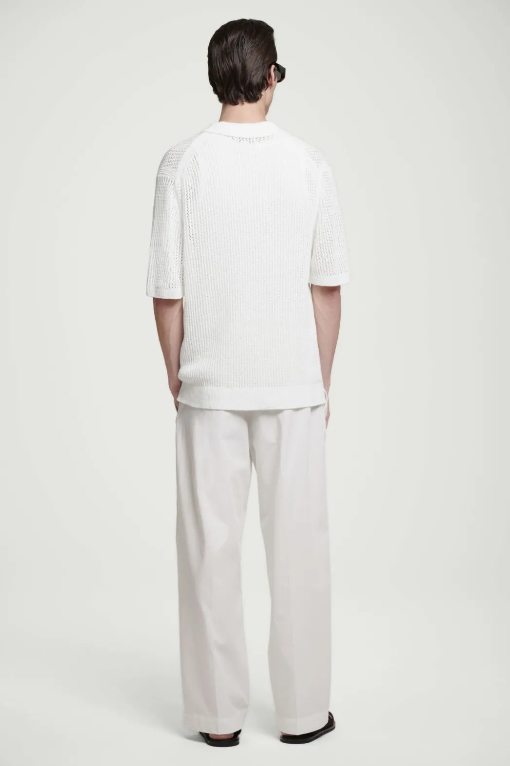 Hot COS OPEN-KNIT POLO SHIRT OFF-WHITE