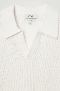 Hot COS OPEN-KNIT POLO SHIRT OFF-WHITE