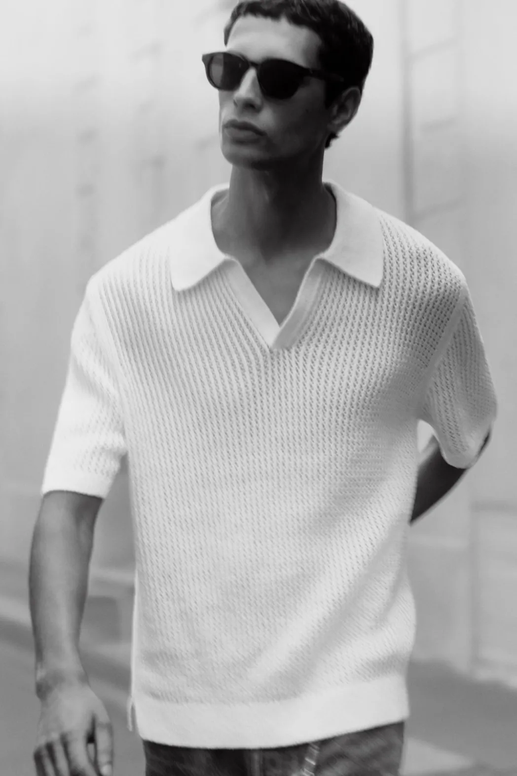 Hot COS OPEN-KNIT POLO SHIRT OFF-WHITE