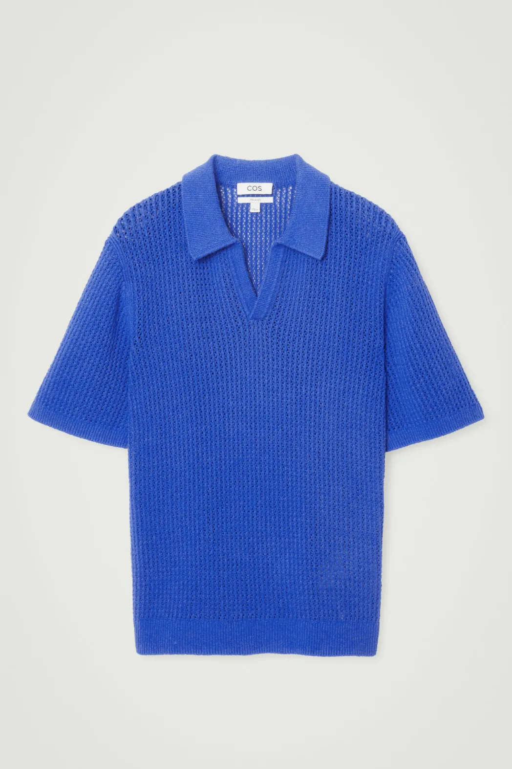 Outlet COS OPEN-KNIT POLO SHIRT BRIGHT BLUE