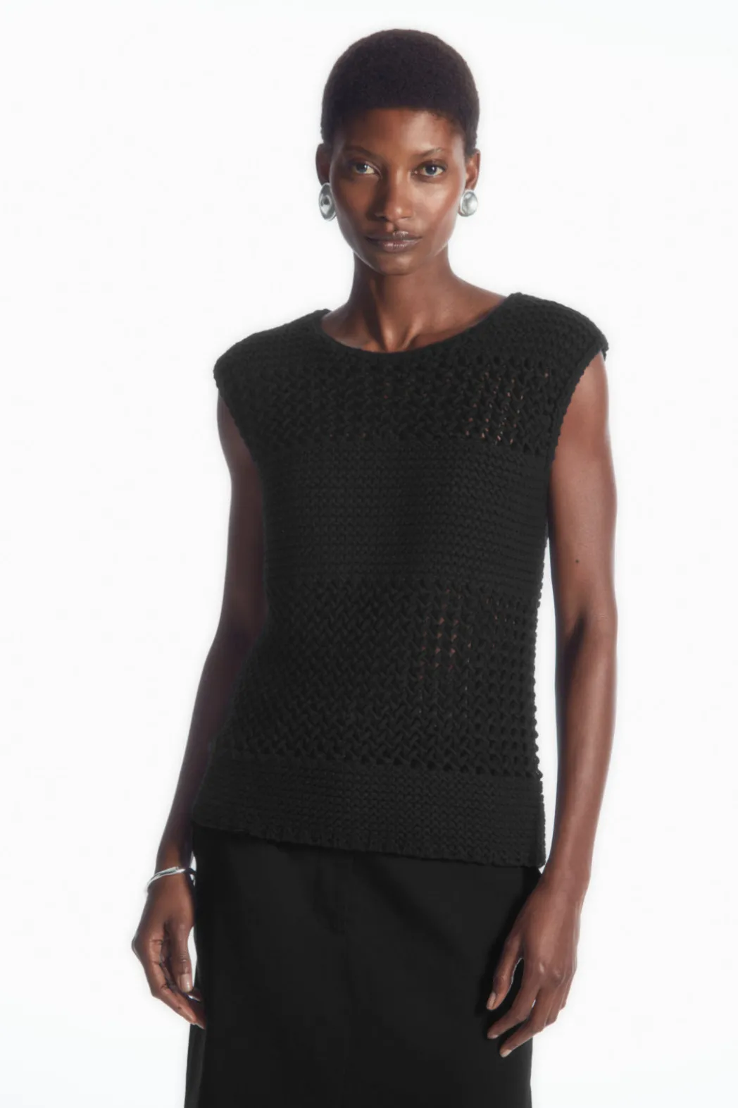 Best COS OPEN-KNIT TANK BLACK