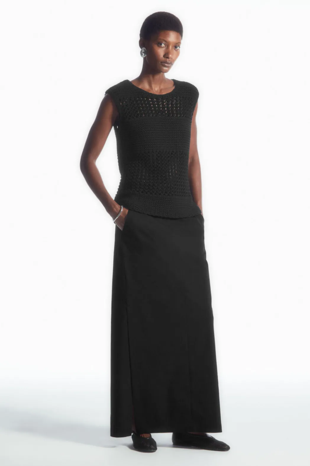 Best COS OPEN-KNIT TANK BLACK