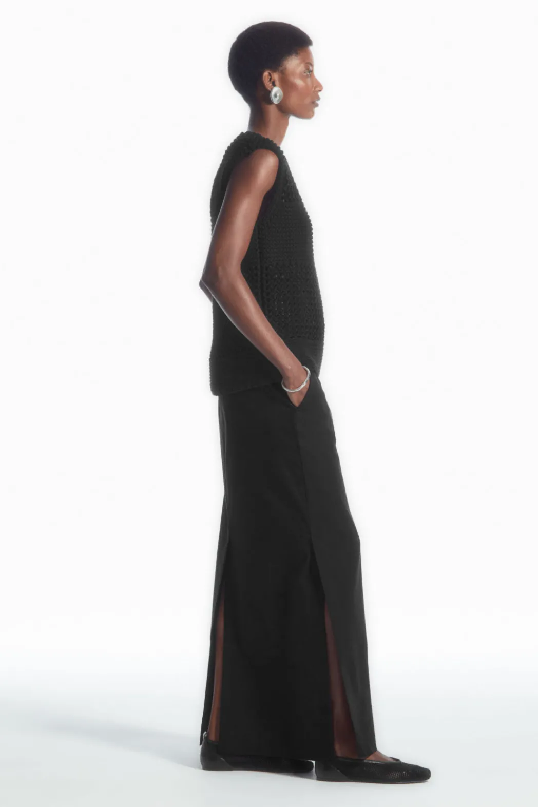 Best COS OPEN-KNIT TANK BLACK