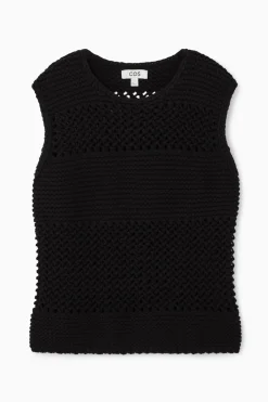 Best COS OPEN-KNIT TANK BLACK