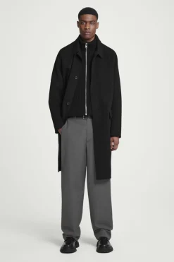 Online COS OPEN-SIDE ZIP-UP WOOL VEST BLACK