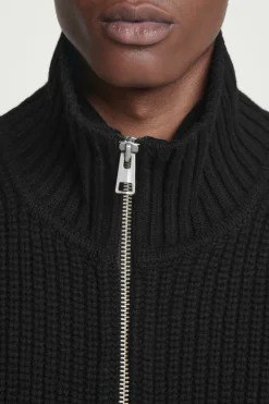 Online COS OPEN-SIDE ZIP-UP WOOL VEST BLACK