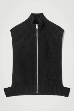 Online COS OPEN-SIDE ZIP-UP WOOL VEST BLACK