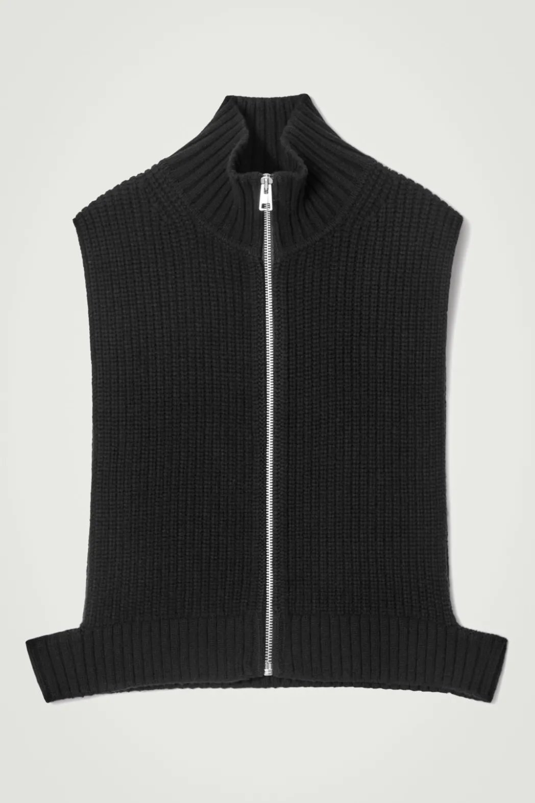 Online COS OPEN-SIDE ZIP-UP WOOL VEST BLACK
