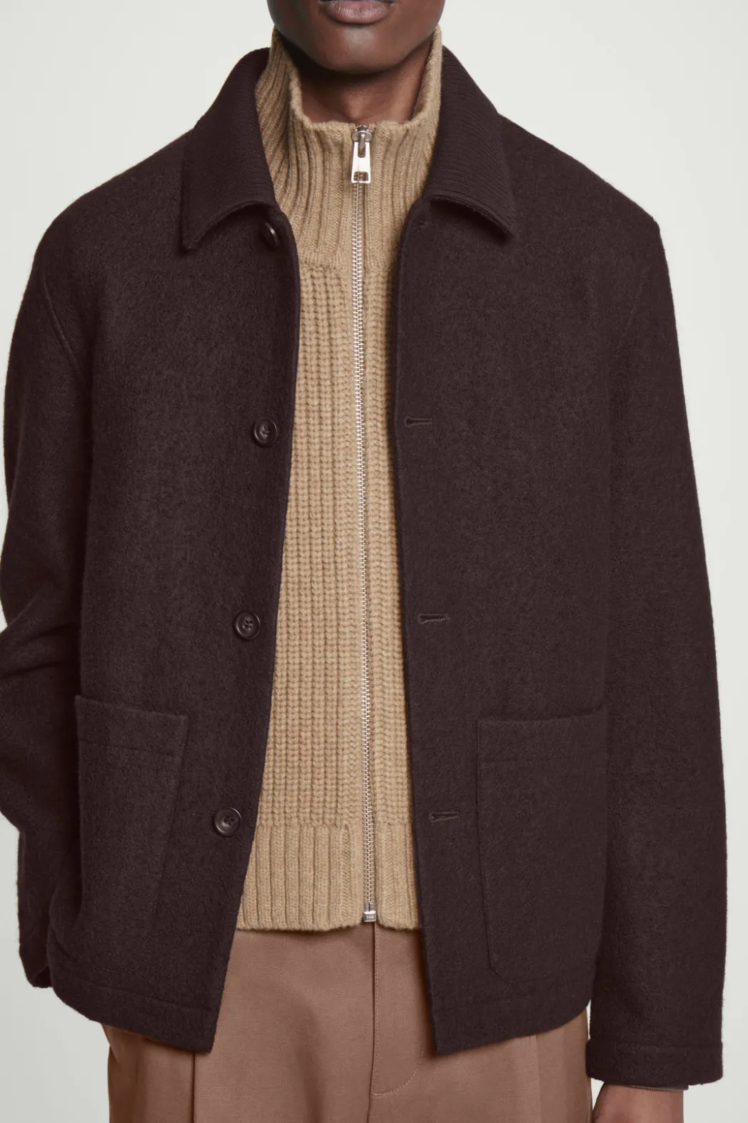 Outlet COS OPEN-SIDE ZIP-UP WOOL VEST BEIGE
