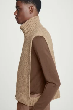 Outlet COS OPEN-SIDE ZIP-UP WOOL VEST BEIGE