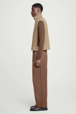 Outlet COS OPEN-SIDE ZIP-UP WOOL VEST BEIGE