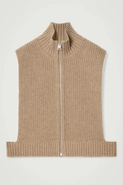 Outlet COS OPEN-SIDE ZIP-UP WOOL VEST BEIGE