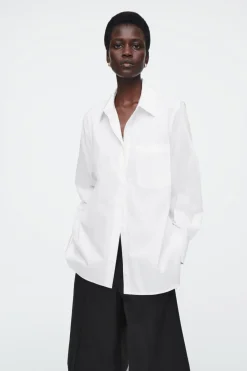 Discount COS OPEN-SLEEVE SHIRT WHITE