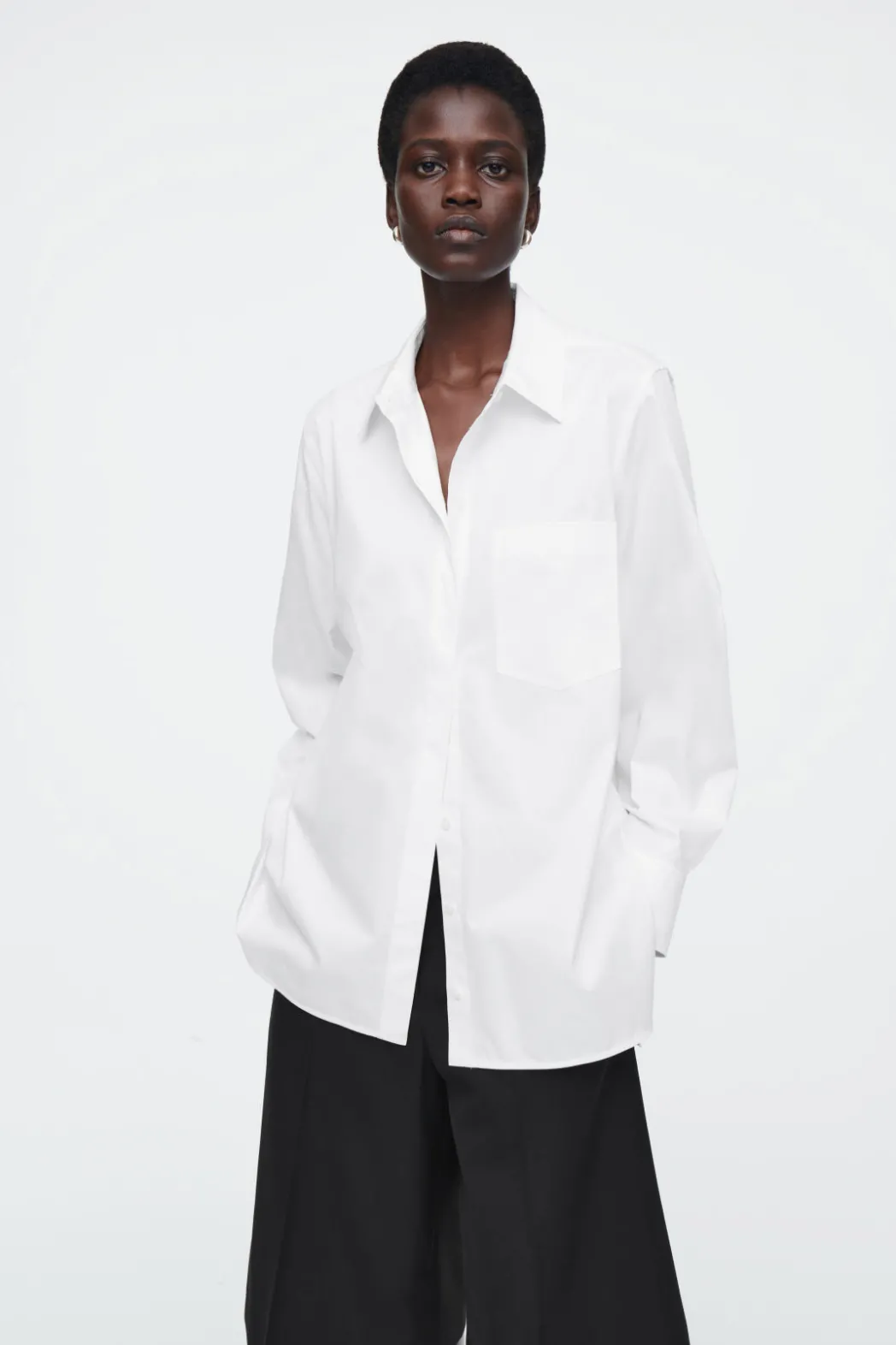 Discount COS OPEN-SLEEVE SHIRT WHITE