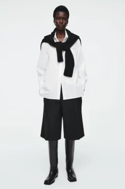 Discount COS OPEN-SLEEVE SHIRT WHITE