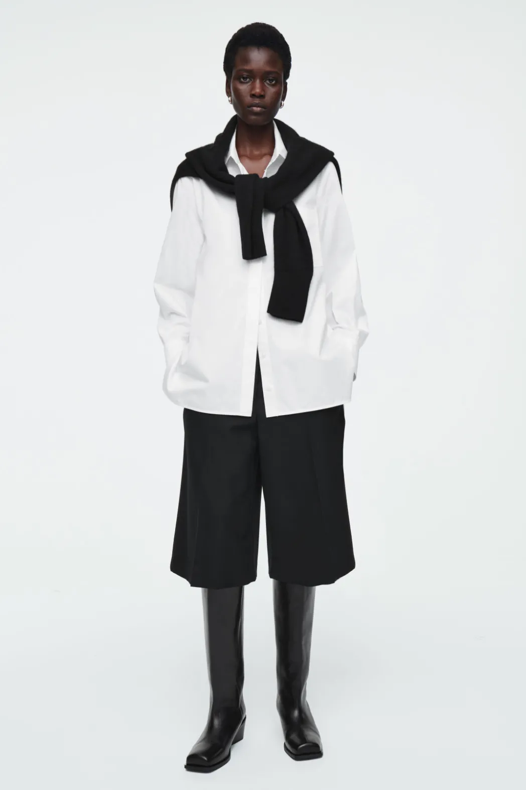Discount COS OPEN-SLEEVE SHIRT WHITE