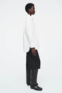 Discount COS OPEN-SLEEVE SHIRT WHITE