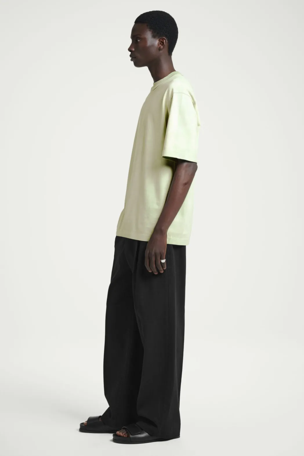 COS OVERSIZED ACID-WASH COTTON T-SHIRT LIGHT GREEN