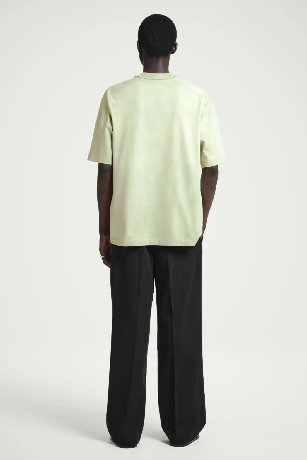 COS OVERSIZED ACID-WASH COTTON T-SHIRT LIGHT GREEN