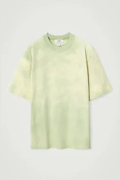COS OVERSIZED ACID-WASH COTTON T-SHIRT LIGHT GREEN