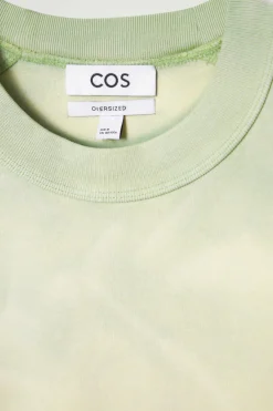 COS OVERSIZED ACID-WASH COTTON T-SHIRT LIGHT GREEN