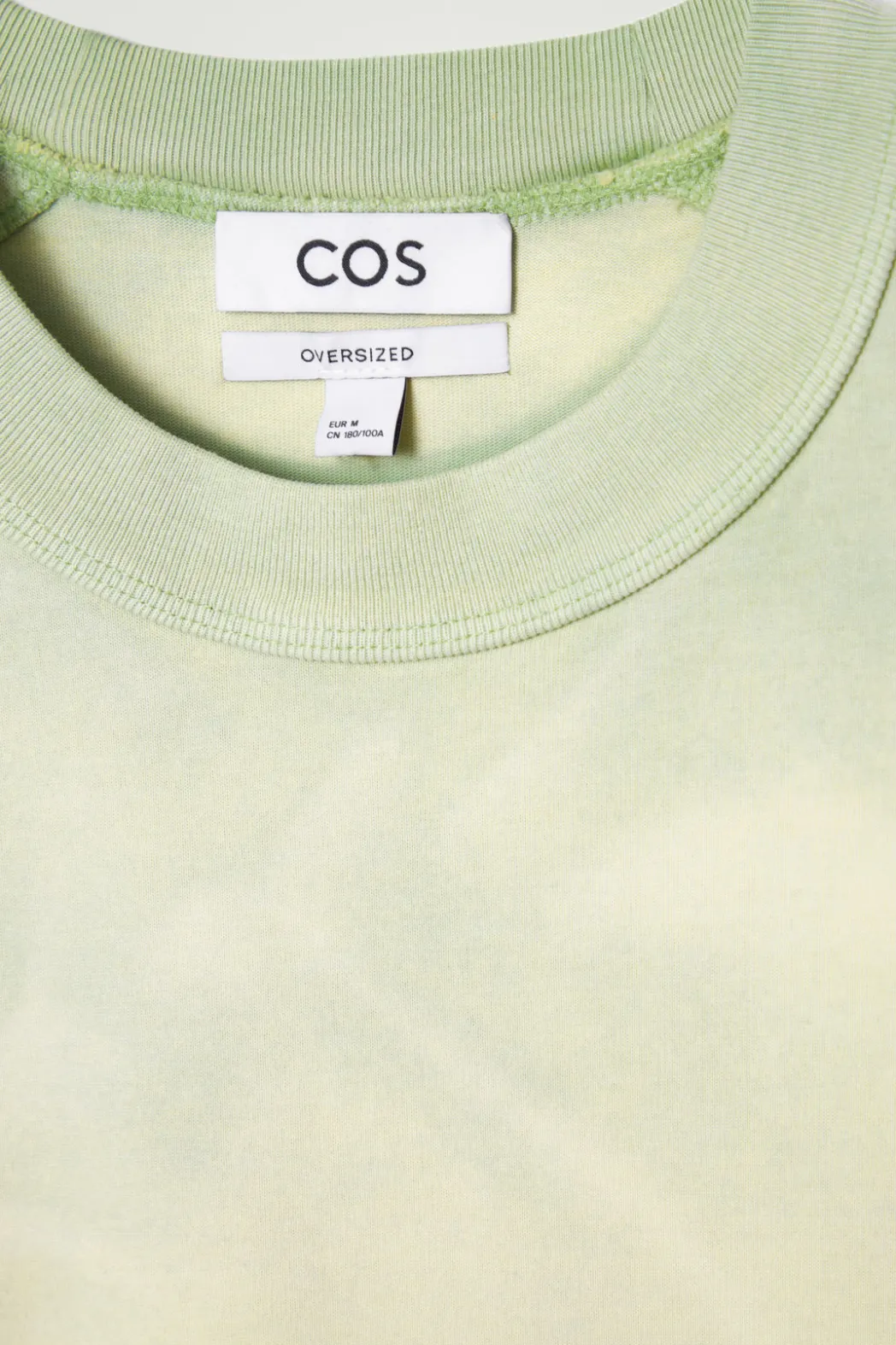COS OVERSIZED ACID-WASH COTTON T-SHIRT LIGHT GREEN