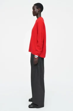 Online COS OVERSIZED BOILED MERINO WOOL SWEATER BRIGHT RED