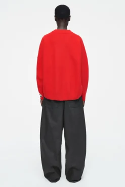 Online COS OVERSIZED BOILED MERINO WOOL SWEATER BRIGHT RED