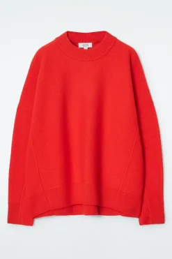 Online COS OVERSIZED BOILED MERINO WOOL SWEATER BRIGHT RED
