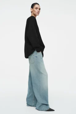 Discount COS OVERSIZED BOILED MERINO WOOL CARDIGAN BLACK
